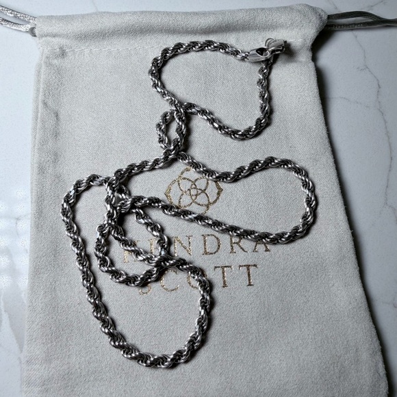 Silver Rope Chain Diamond Cut 925 Italy - Picture 3 of 6